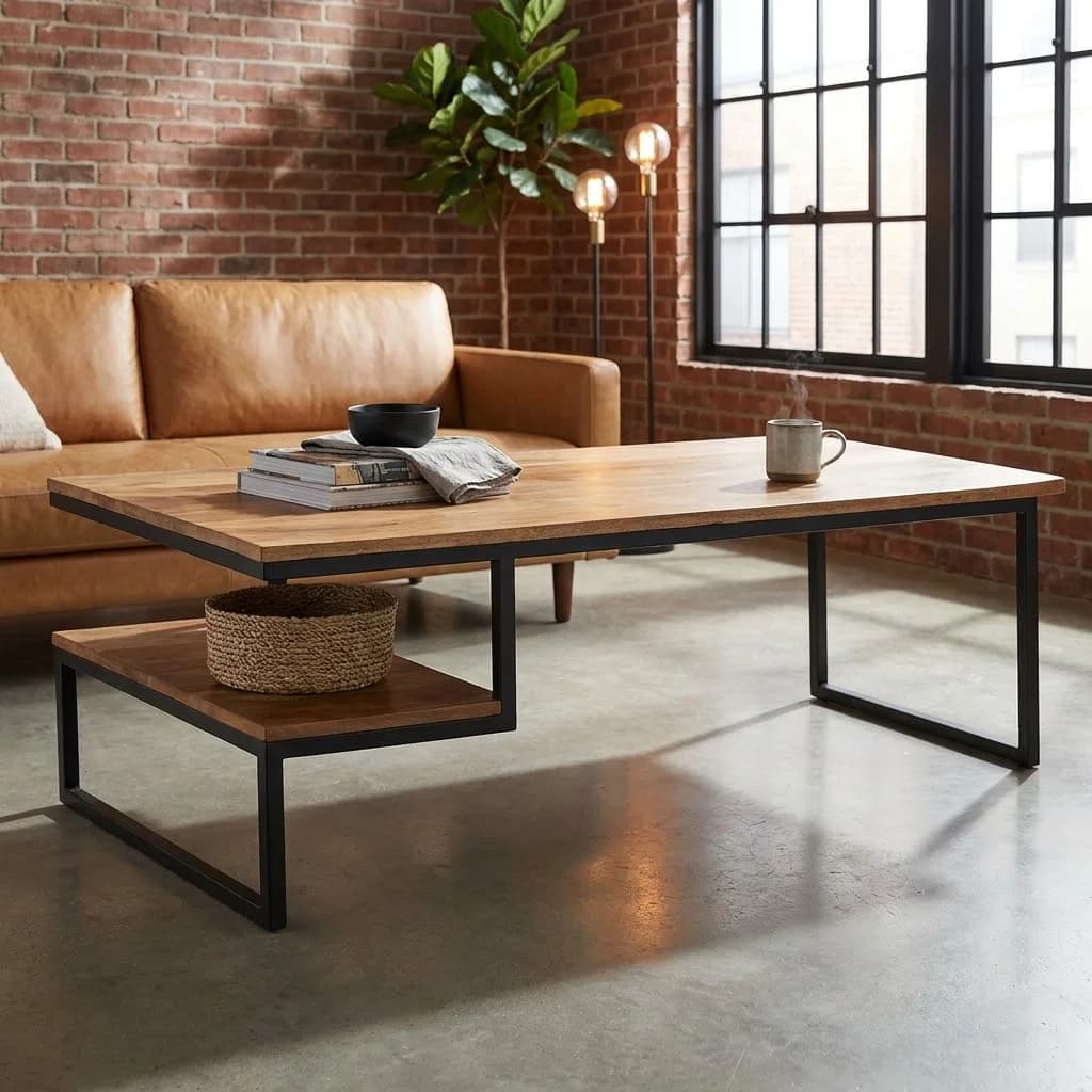 Loft Jurnal Masası — Aşağı Rəfli